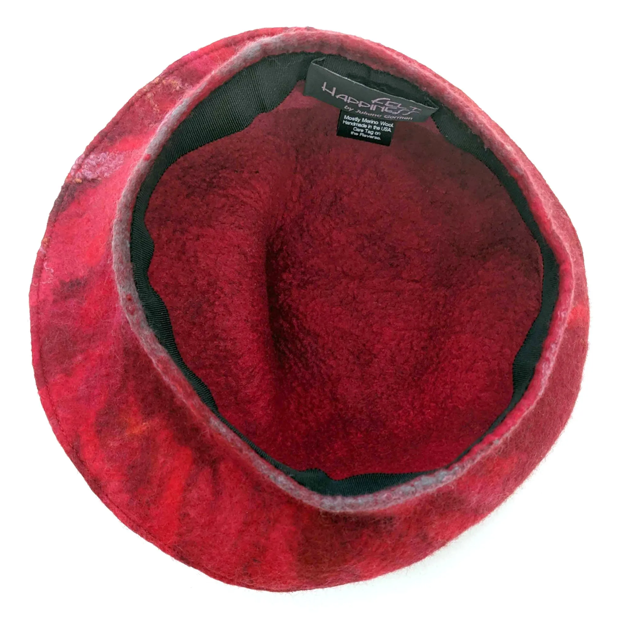 ~ Adopted ~ Red Curlicue Beret with Dark Marbling