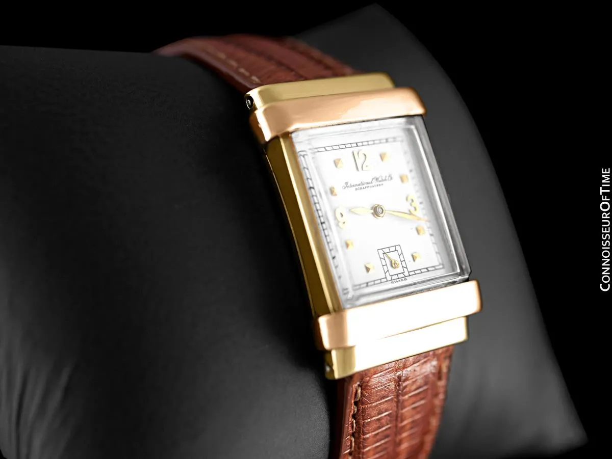 1942/1947 IWC Vintage Art Deco Mens Top Hat Wristwatch - 14K Yellow & Rose Gold