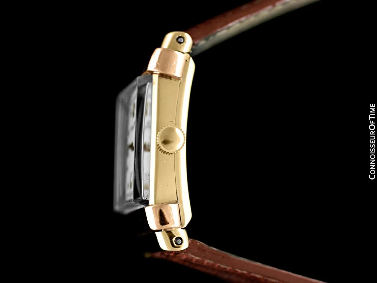 1942/1947 IWC Vintage Art Deco Mens Top Hat Wristwatch - 14K Yellow & Rose Gold