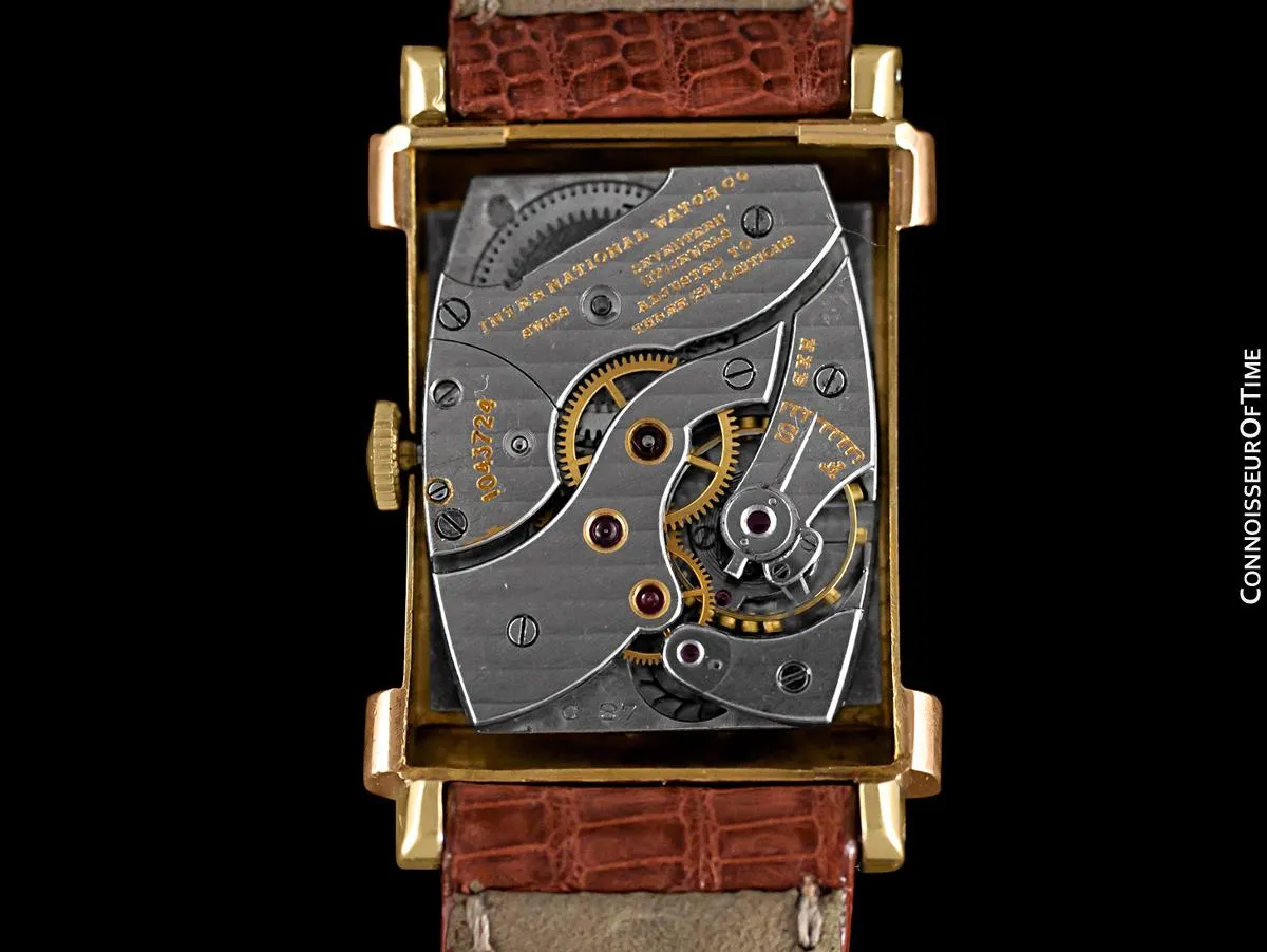 1942/1947 IWC Vintage Art Deco Mens Top Hat Wristwatch - 14K Yellow & Rose Gold