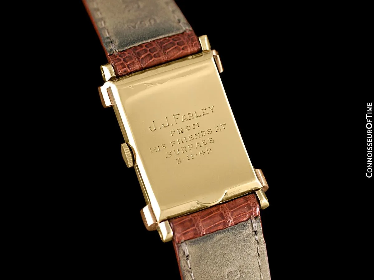 1942/1947 IWC Vintage Art Deco Mens Top Hat Wristwatch - 14K Yellow & Rose Gold