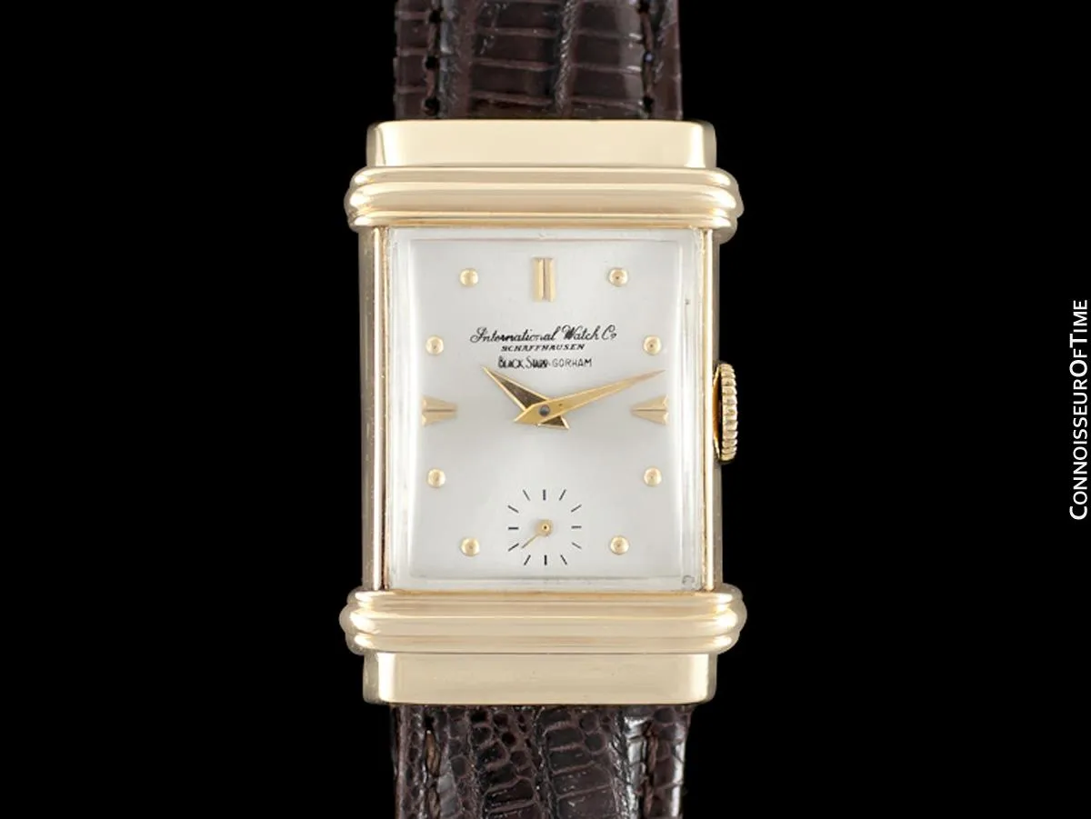 1945 IWC For Black, Starr & Gorham Vintage Art Deco Mens Top Hat Wristwatch - 14K Gold