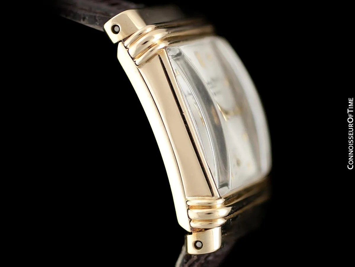 1945 IWC For Black, Starr & Gorham Vintage Art Deco Mens Top Hat Wristwatch - 14K Gold