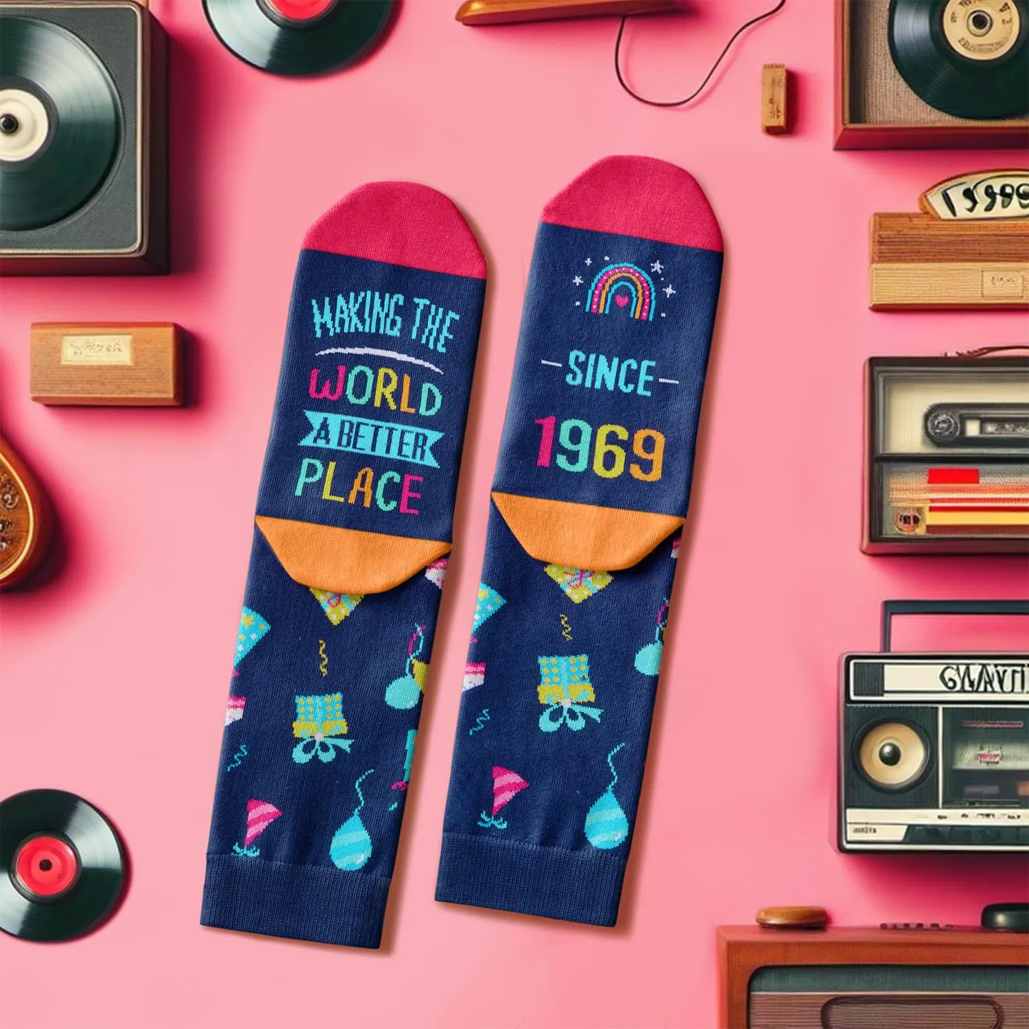 1969 Birthday Gifts Ideas for Men Women - Socks for 55 Year Old Middle Aged Man Woman, 55th Birthday Gifts for Him Her, Best Gifts for 55 Year Olds