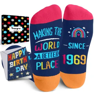 1969 Birthday Gifts Ideas for Men Women - Socks for 55 Year Old Middle Aged Man Woman, 55th Birthday Gifts for Him Her, Best Gifts for 55 Year Olds