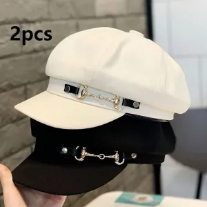 2-Pack Elegant Black & White Berets – Classic French Style for Women