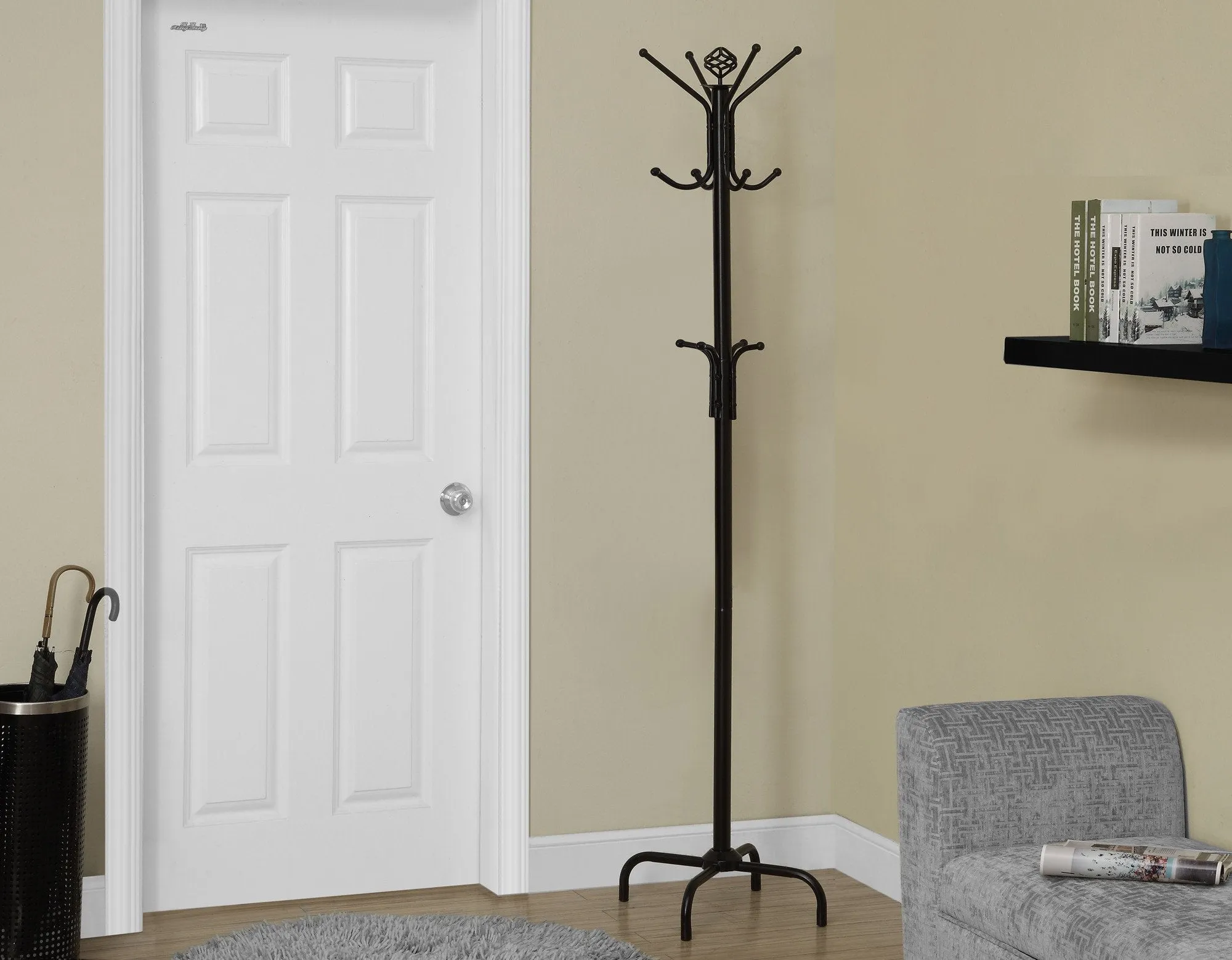 70"H BLACK METAL COAT RACK