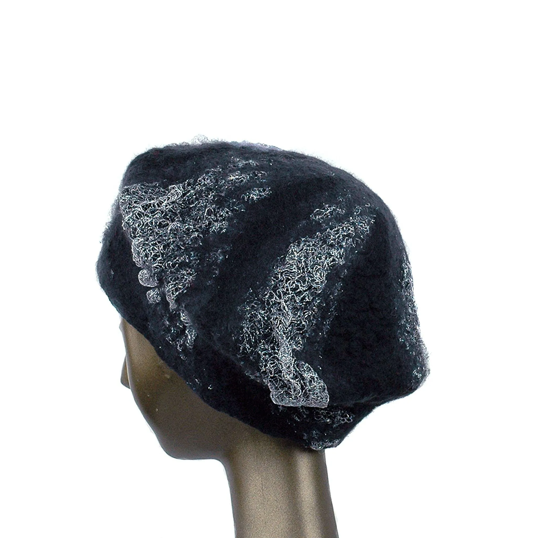 ~Adopted~ Charcoal Black Beret with Silver Nunofelt