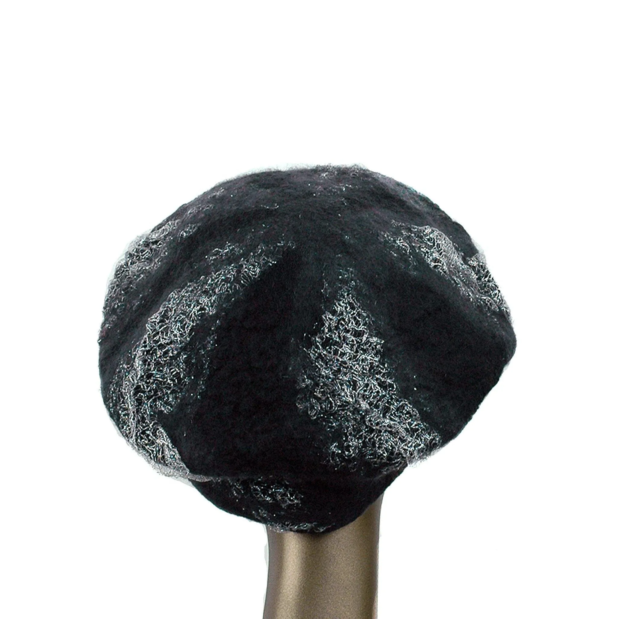 ~Adopted~ Charcoal Black Beret with Silver Nunofelt