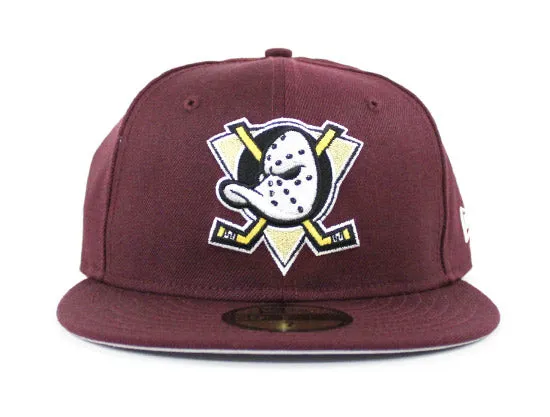 Anaheim Mighty Ducks New Era 59Fifty Fitted Hats (Maroon Gray Under Brim)