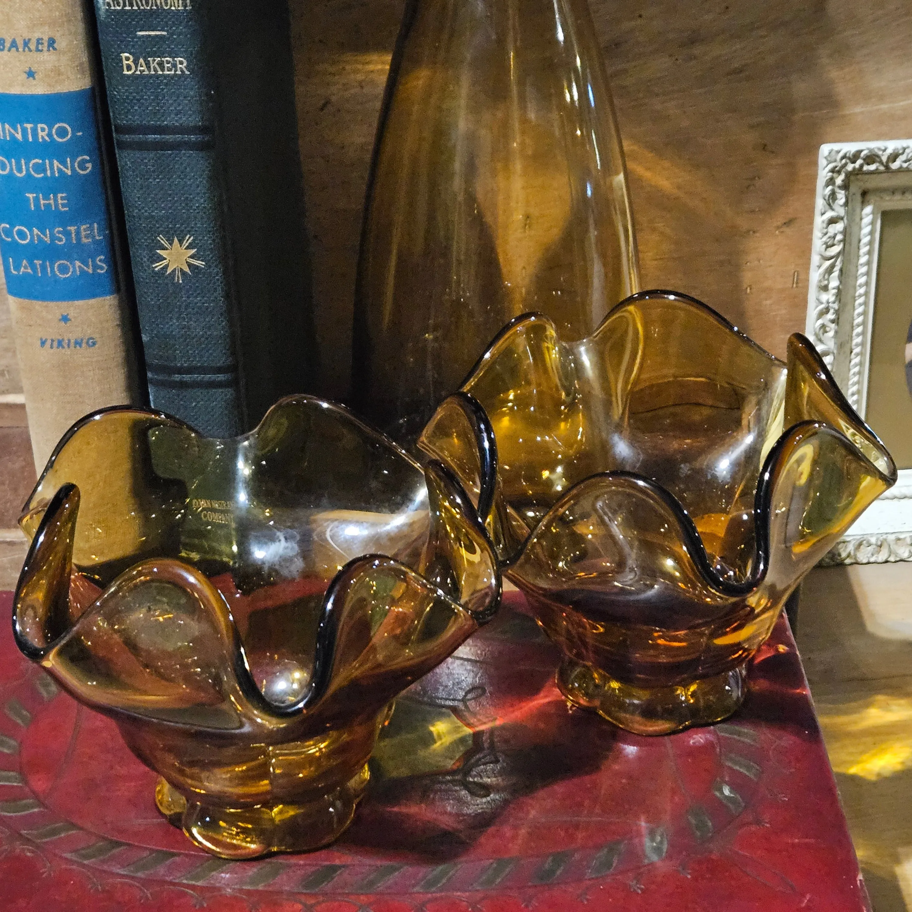 Antique Amber Gold Glass Sundae Bowl