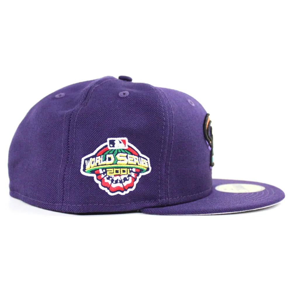 Arizona Diamondbacks 2001 World Series New Era 59Fifty Fitted Hat (D Logo Purple Gray Under Brim)