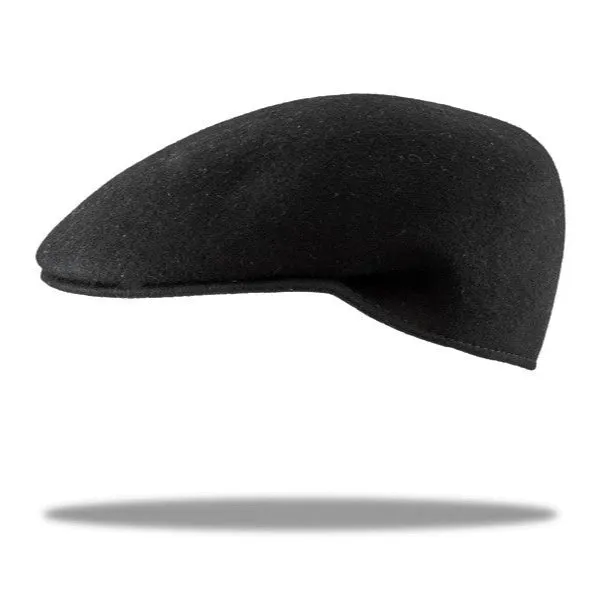 Ascot Wool Felt Flat Cap in Black