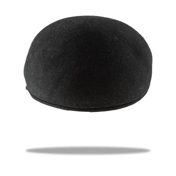 Ascot Wool Felt Flat Cap in Black