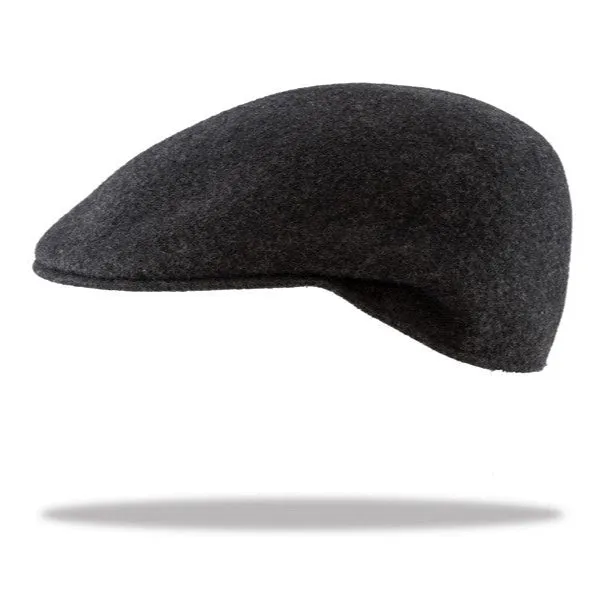 Ascot Wool Felt Flat Cap in Charcoal
