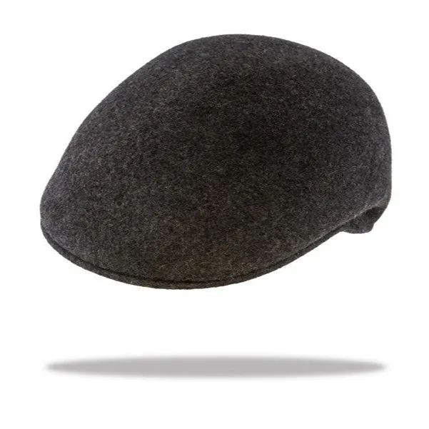 Ascot Wool Felt Flat Cap in Charcoal