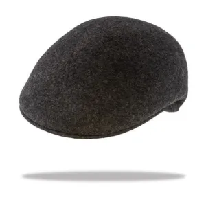 Ascot Wool Felt Flat Cap in Charcoal