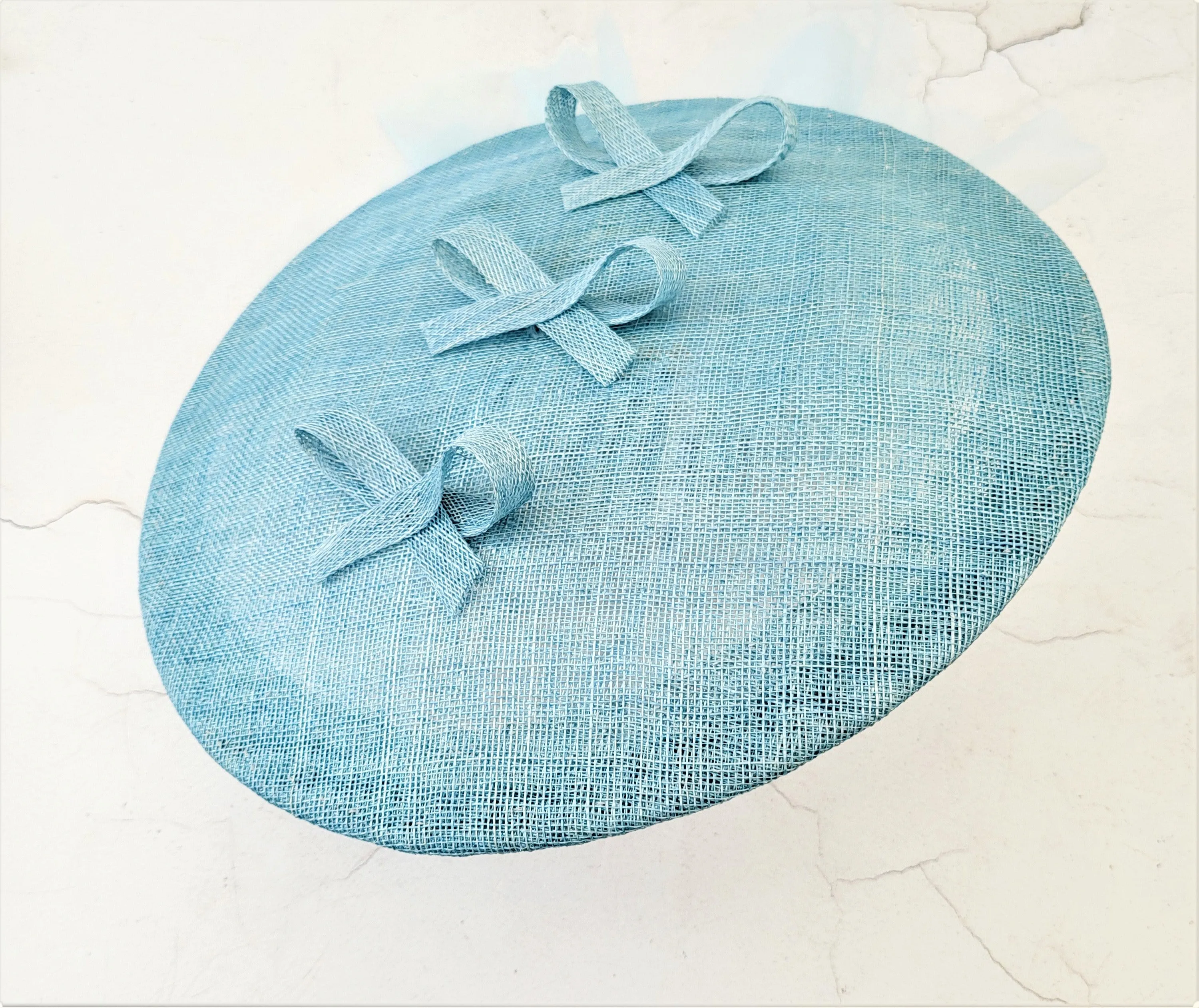 Baby Powder Blue Large Flower Fascinator, Percher Hat with Bows
