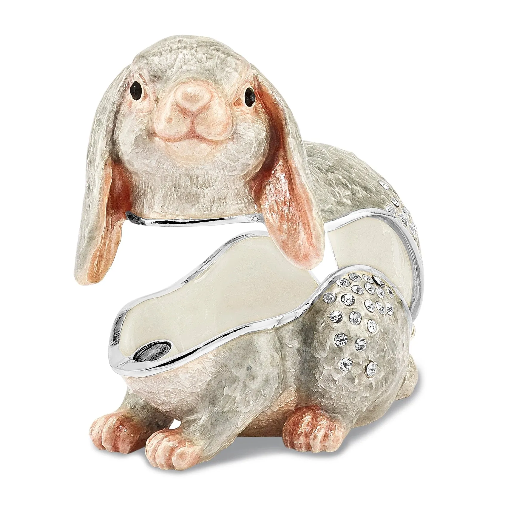 Bejeweled Pewter Multi Color PHOEBE Floppy Ear Bunny Trinket Box