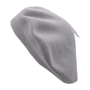 Beret Hats In Light Grey 100% Wool - Maz