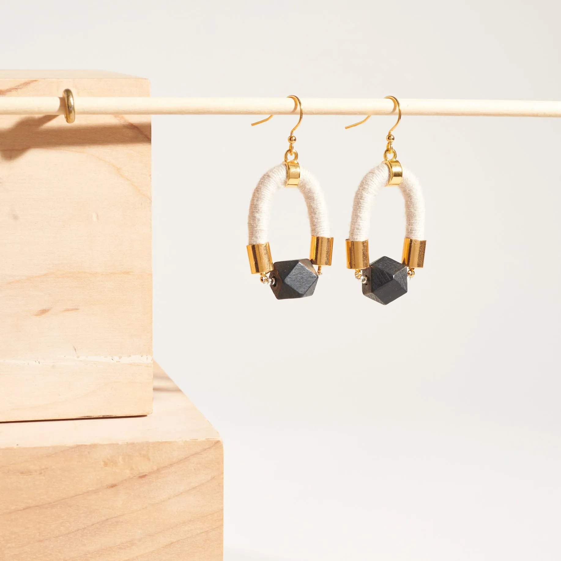 Black Faceted Bead Earrings