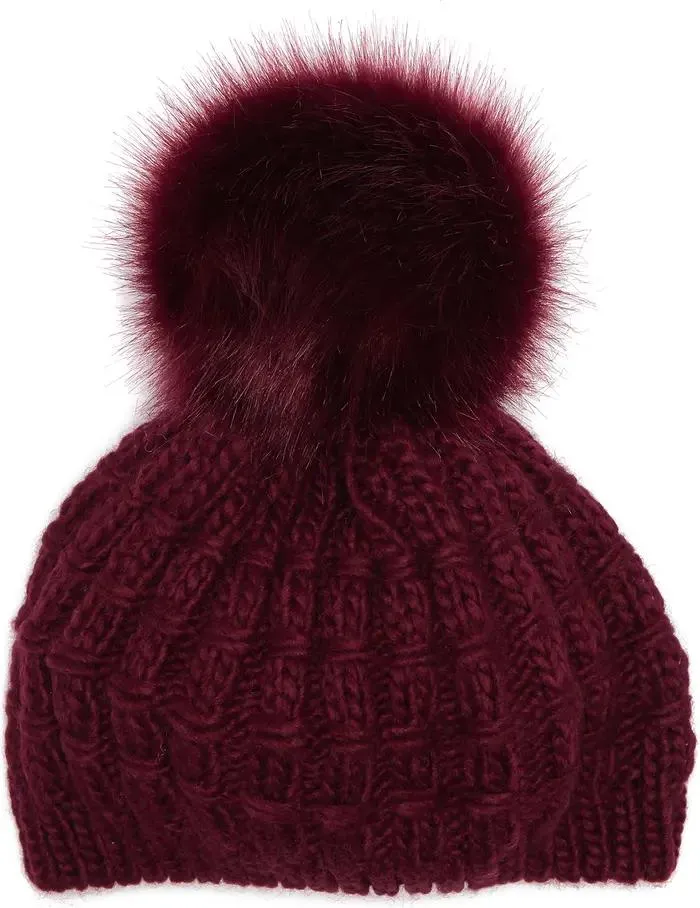 Cable Knit Beret Faux Fur