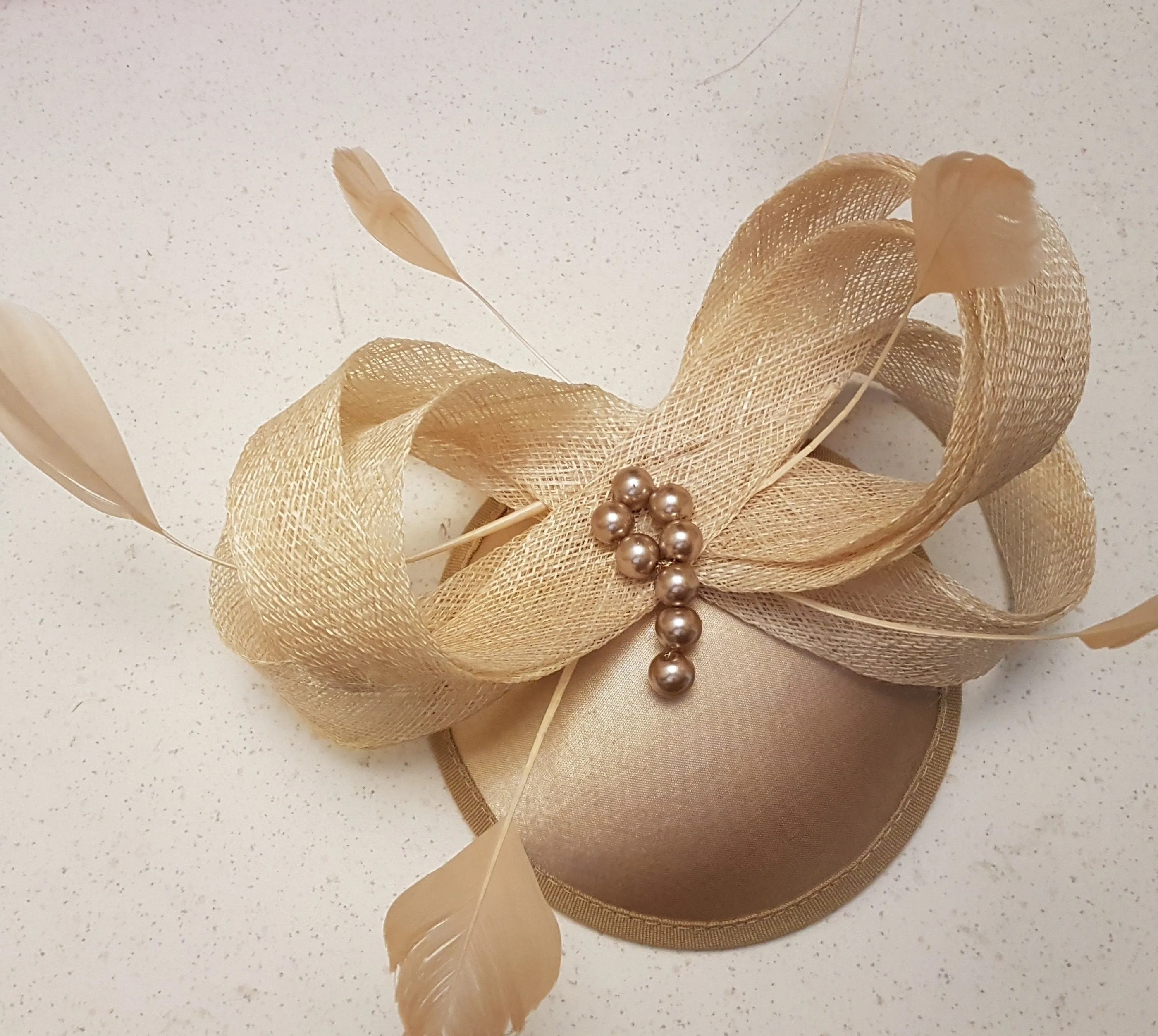 CHAMPAGNE/LATTE FASCINATOR Hat.Silver grey, Blush Pink, Navy, Ascot hat Wedding Race Cocktail Church hat