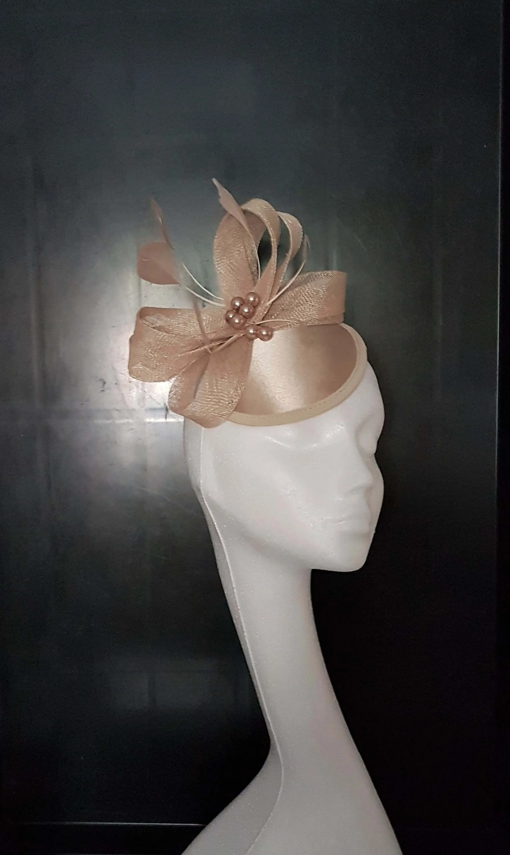CHAMPAGNE/LATTE FASCINATOR Hat.Silver grey, Blush Pink, Navy, Ascot hat Wedding Race Cocktail Church hat