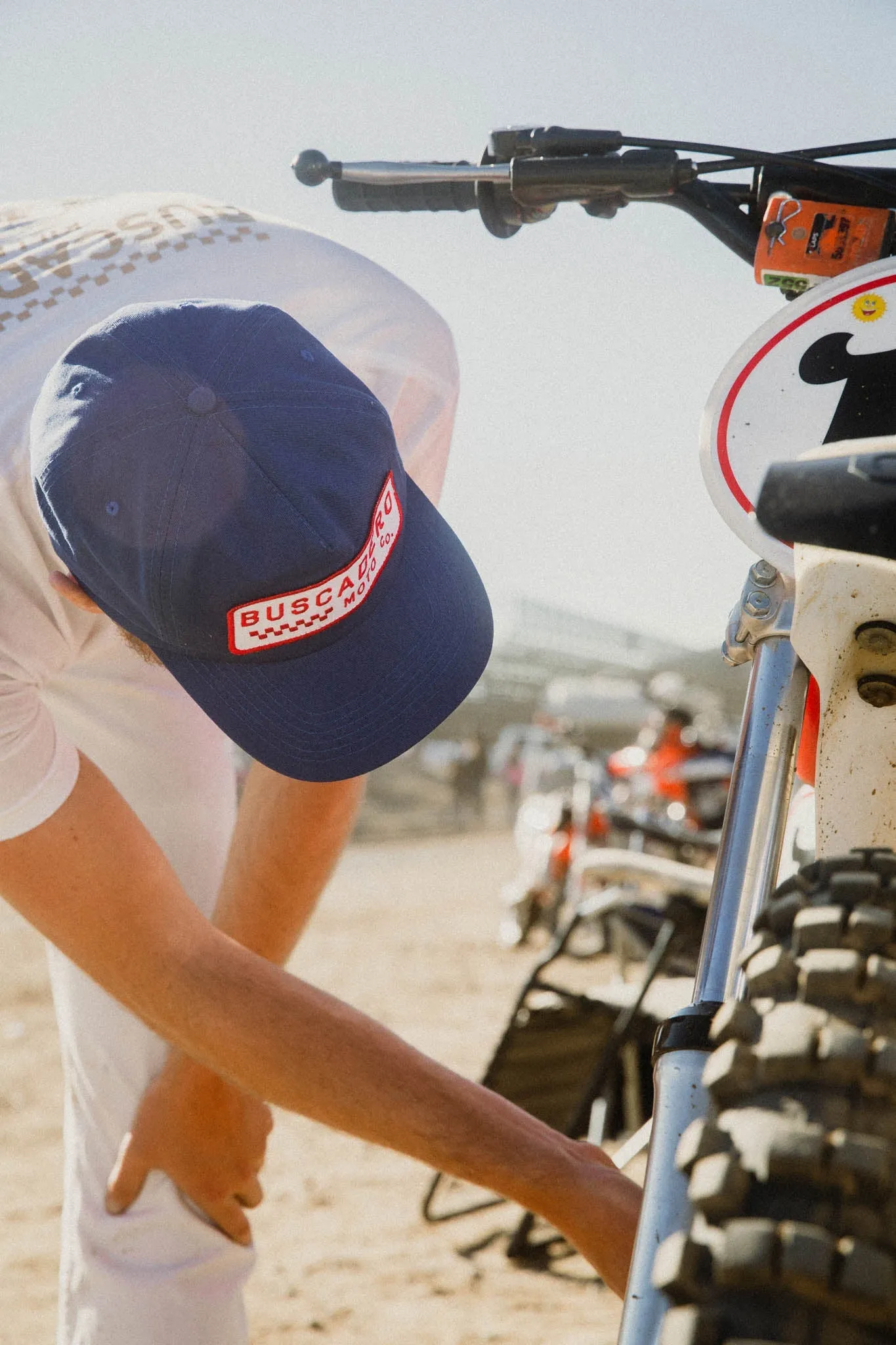‘Checker Moto’ Unstructured 5 panel Hat - Royal Blue