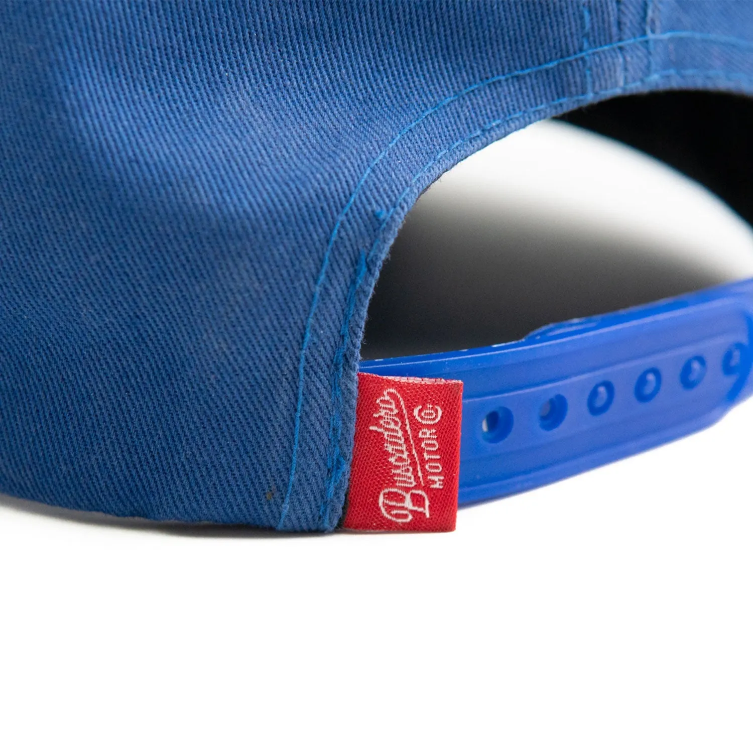 ‘Checker Moto’ Unstructured 5 panel Hat - Royal Blue