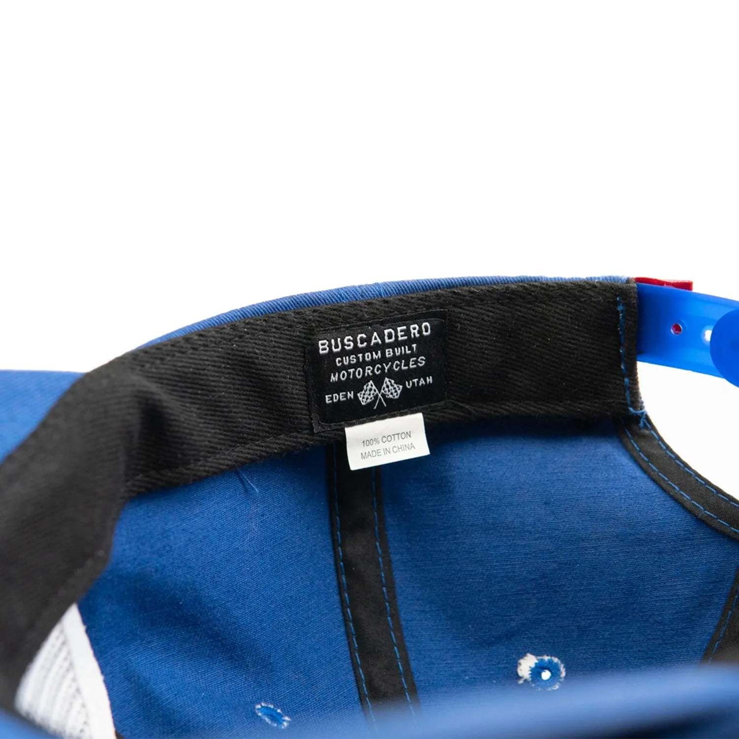 ‘Checker Moto’ Unstructured 5 panel Hat - Royal Blue