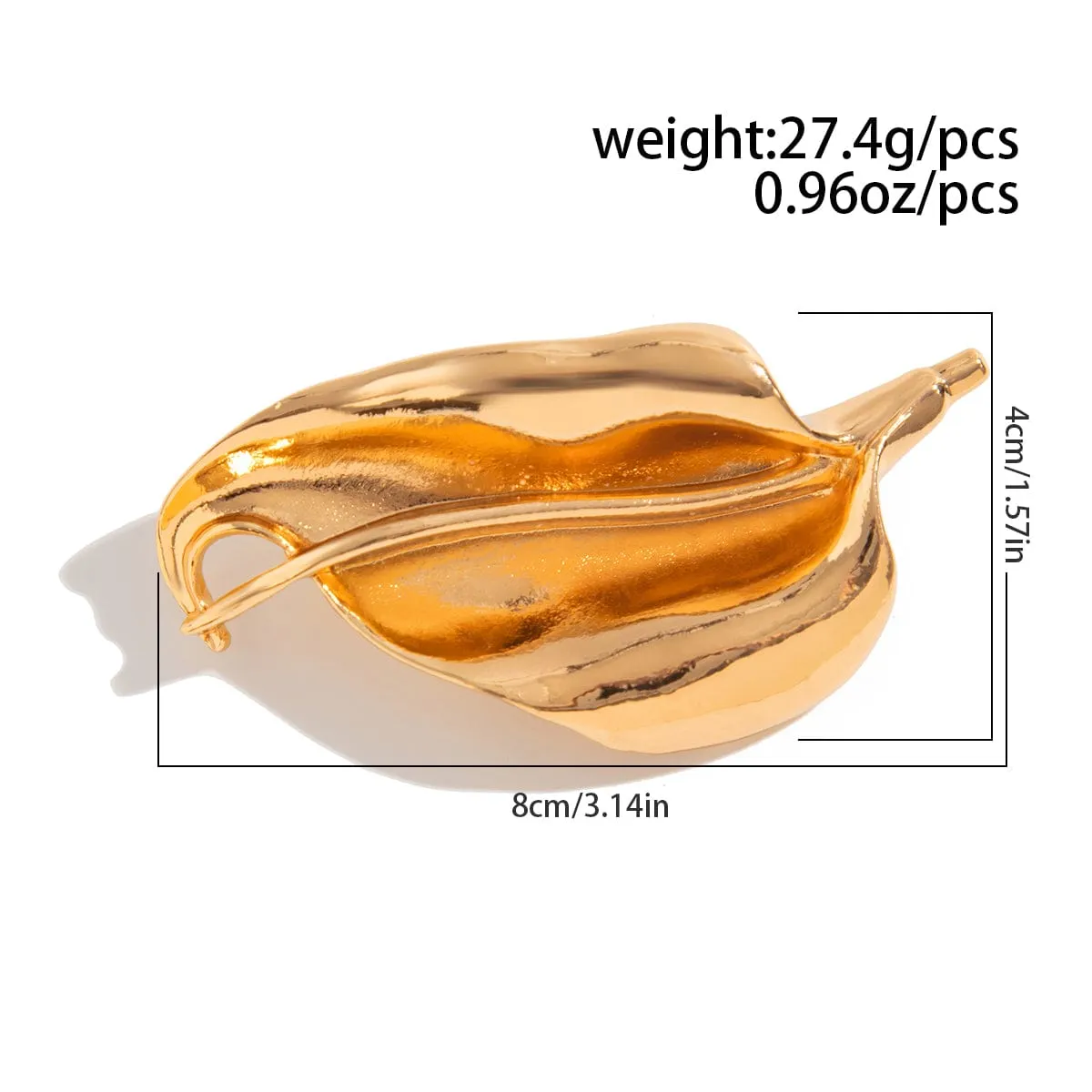 Chic Pleated Leaf Pin Brooch