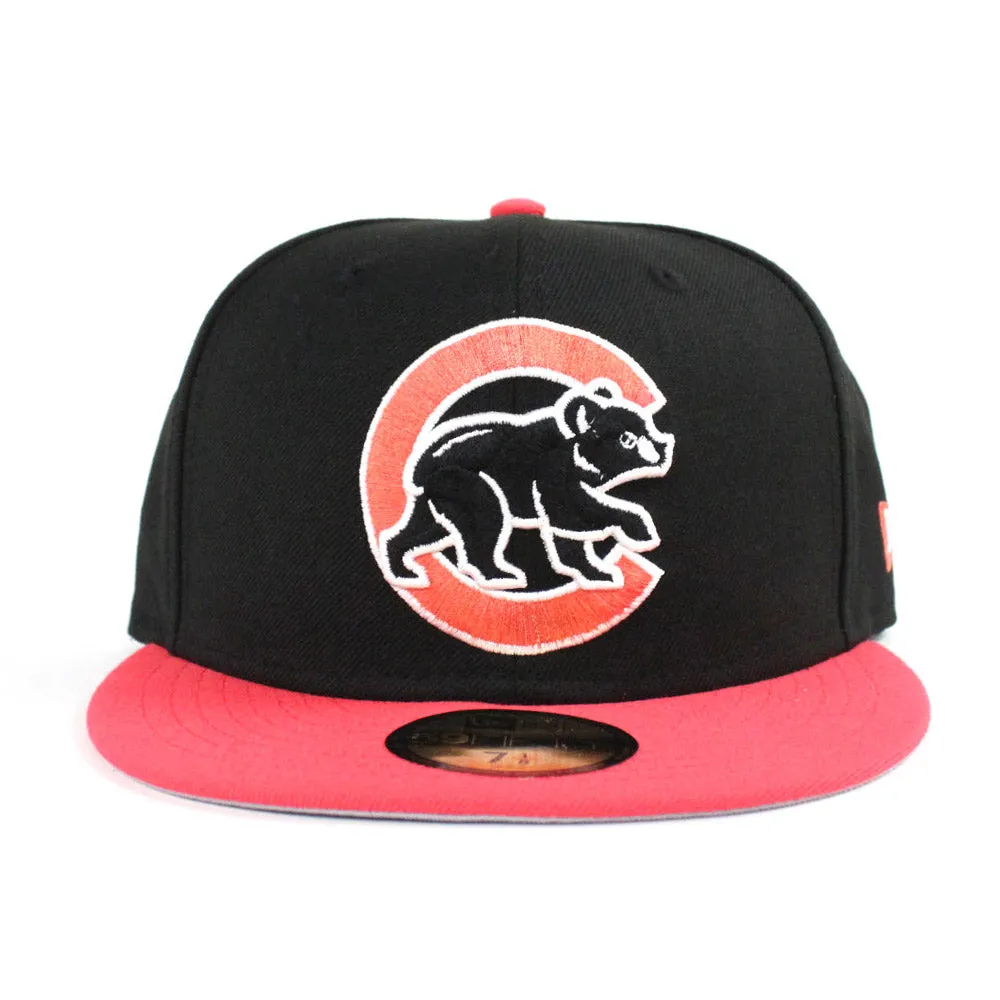 Chicago Cubs New Era 59Fifty Fitted Hat (Air Jordan RETRO 6 Black Infrared Gray Under Brim)