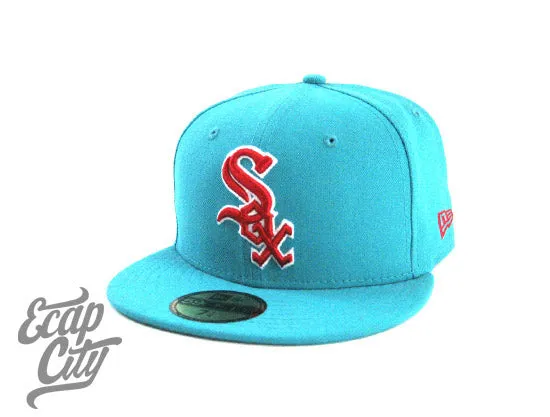Chicago White Sox 5950 New Era Fitted Hats (TEAL/RED)
