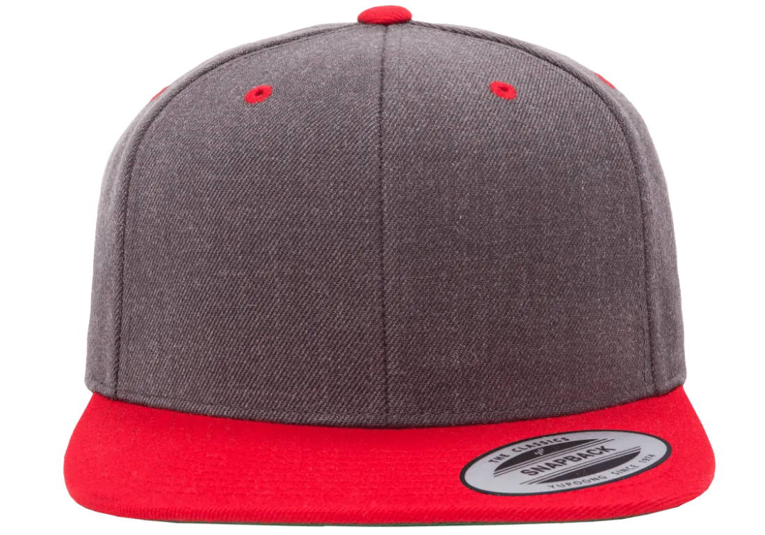 Classics Blank Snapback Cap Dark Heather/Red