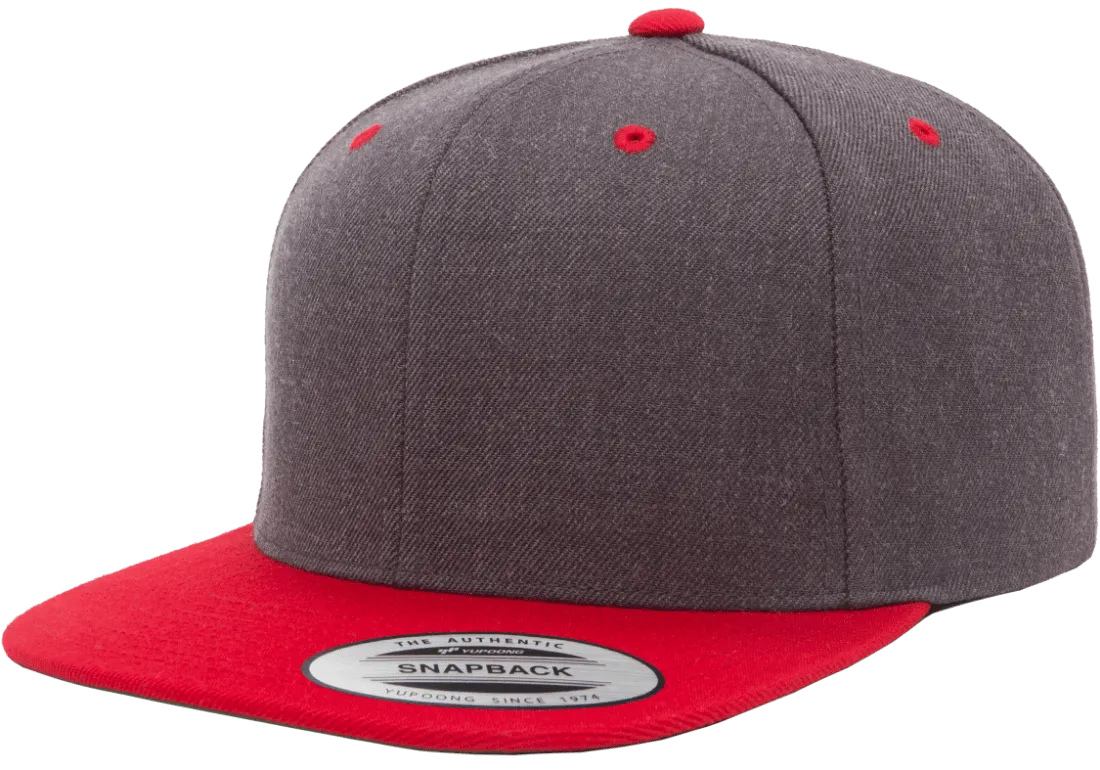 Classics Blank Snapback Cap Dark Heather/Red