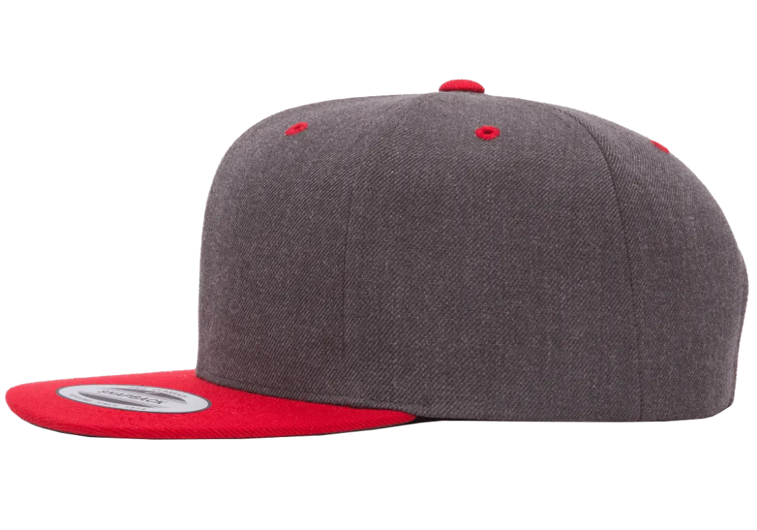 Classics Blank Snapback Cap Dark Heather/Red