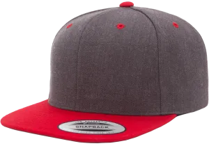 Classics Blank Snapback Cap Dark Heather/Red