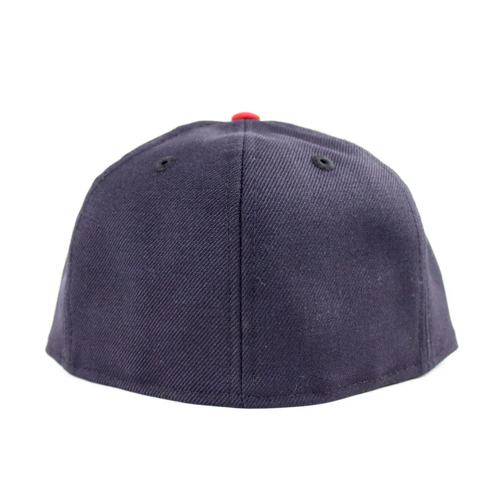 Cleveland Indians 1975 85 New Era 59Fifty Fitted Hat (Navy Red Green Under Brim)