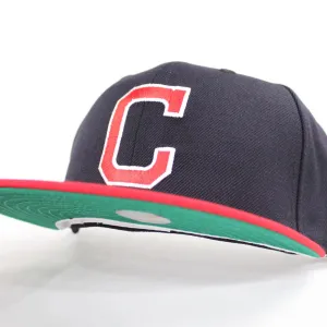 Cleveland Indians 1975 85 New Era 59Fifty Fitted Hat (Navy Red Green Under Brim)