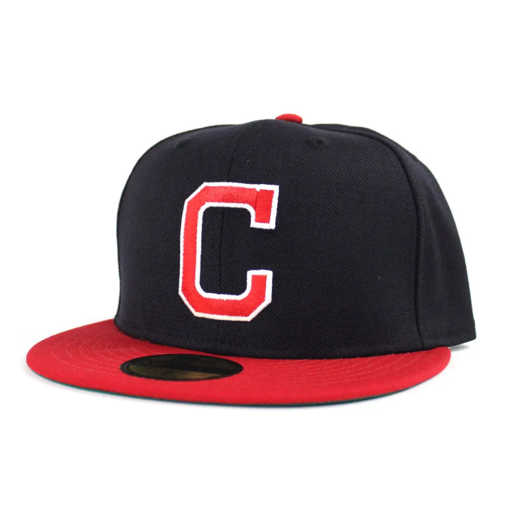 Cleveland Indians 1975 85 New Era 59Fifty Fitted Hat (Navy Red Green Under Brim)