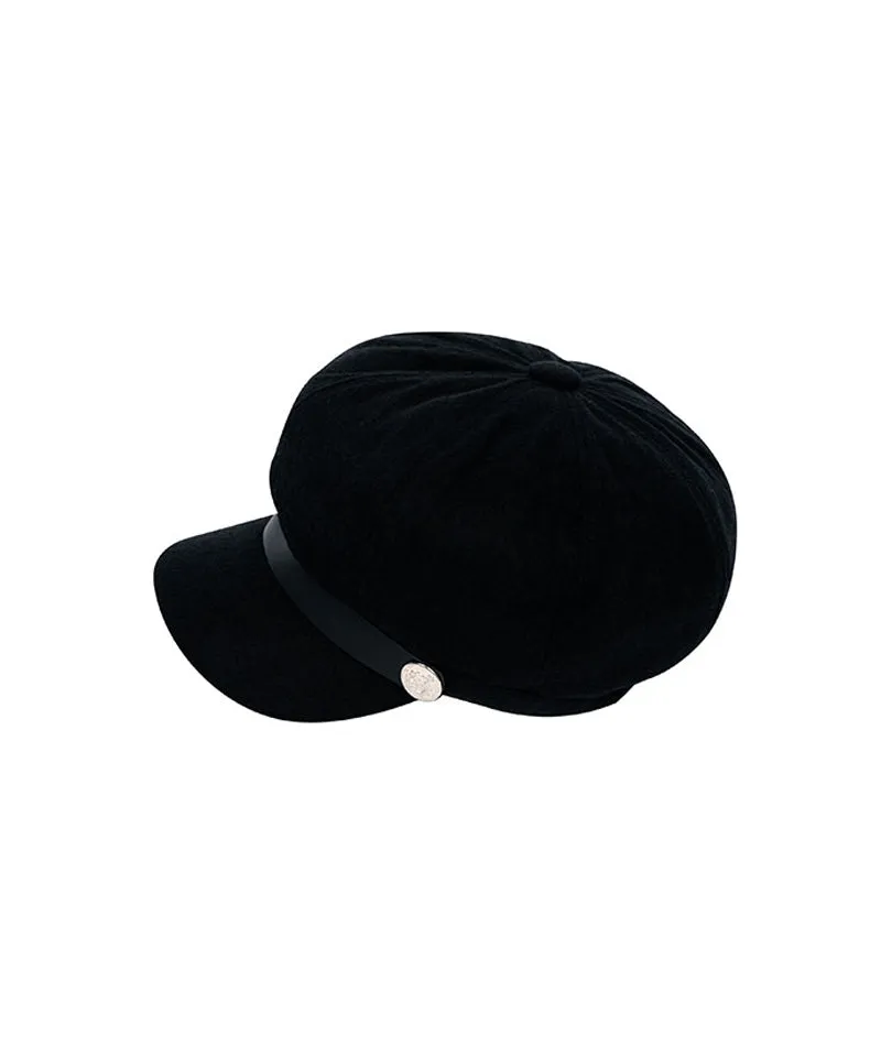 CREVE NINE: Leather Rope Marine Cap - Black