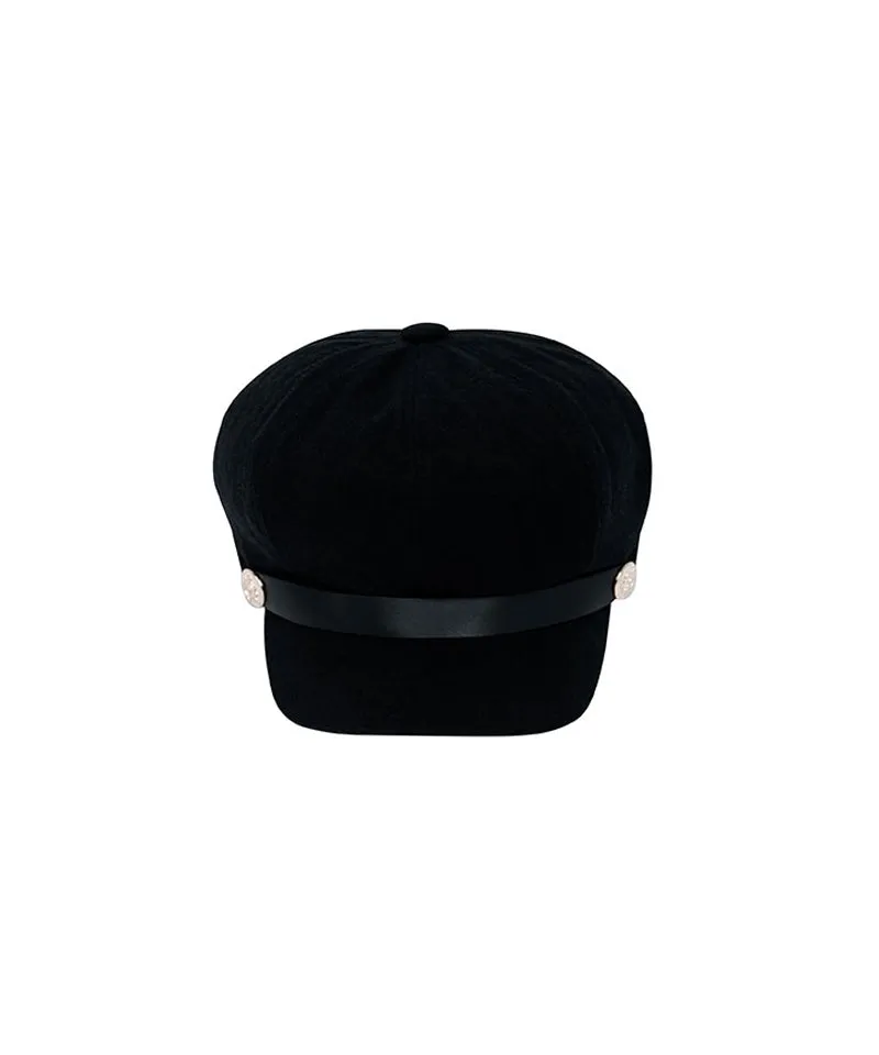 CREVE NINE: Leather Rope Marine Cap - Black