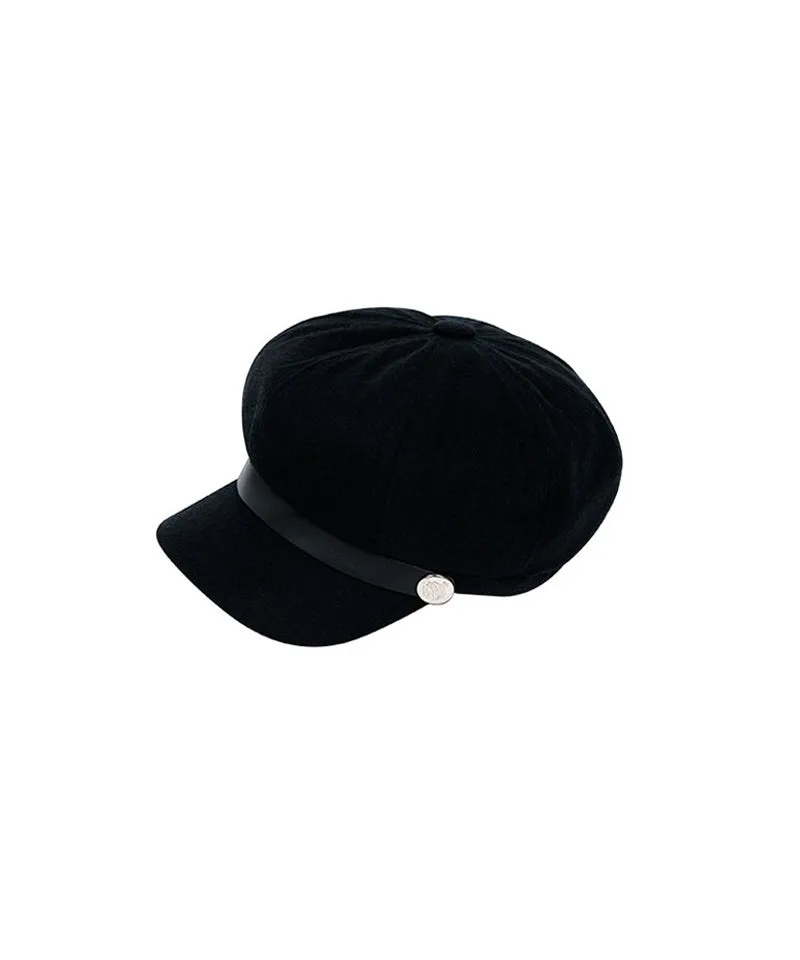 CREVE NINE: Leather Rope Marine Cap - Black