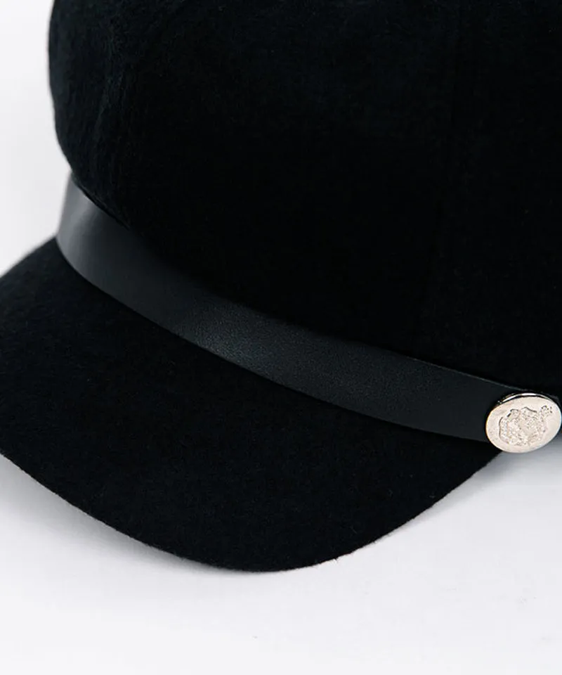 CREVE NINE: Leather Rope Marine Cap - Black