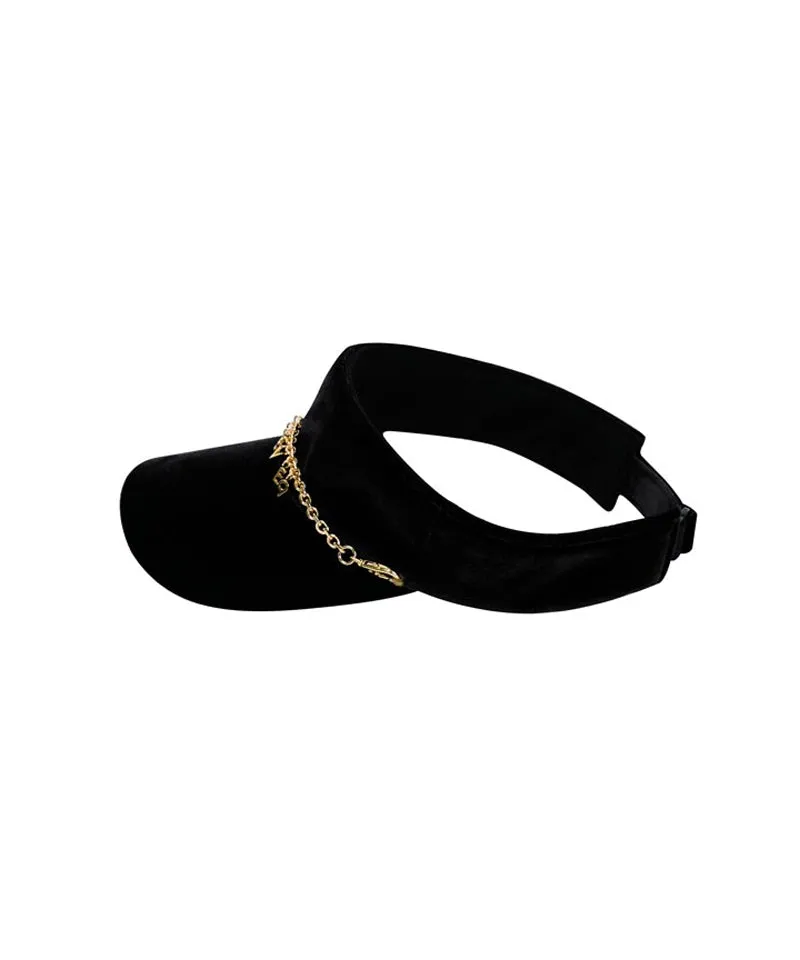 CREVE NINE: Velvet Chain Visor - Black