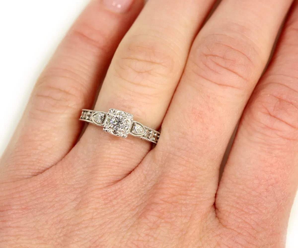Custom Vintage Square Halo Engagement Ring