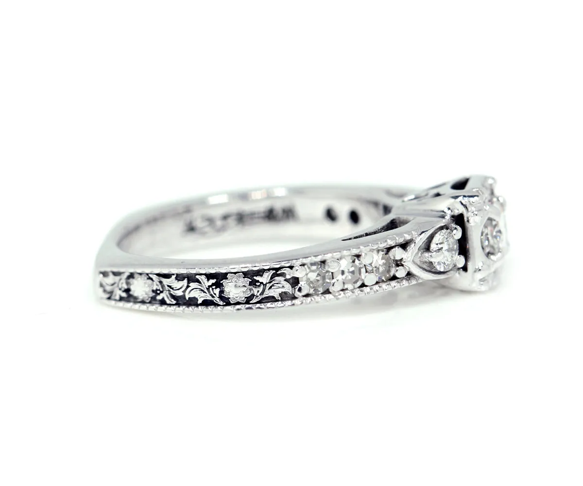 Custom Vintage Square Halo Engagement Ring