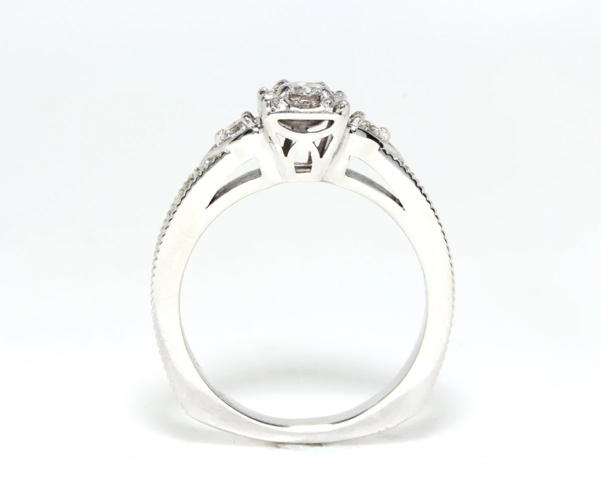 Custom Vintage Square Halo Engagement Ring