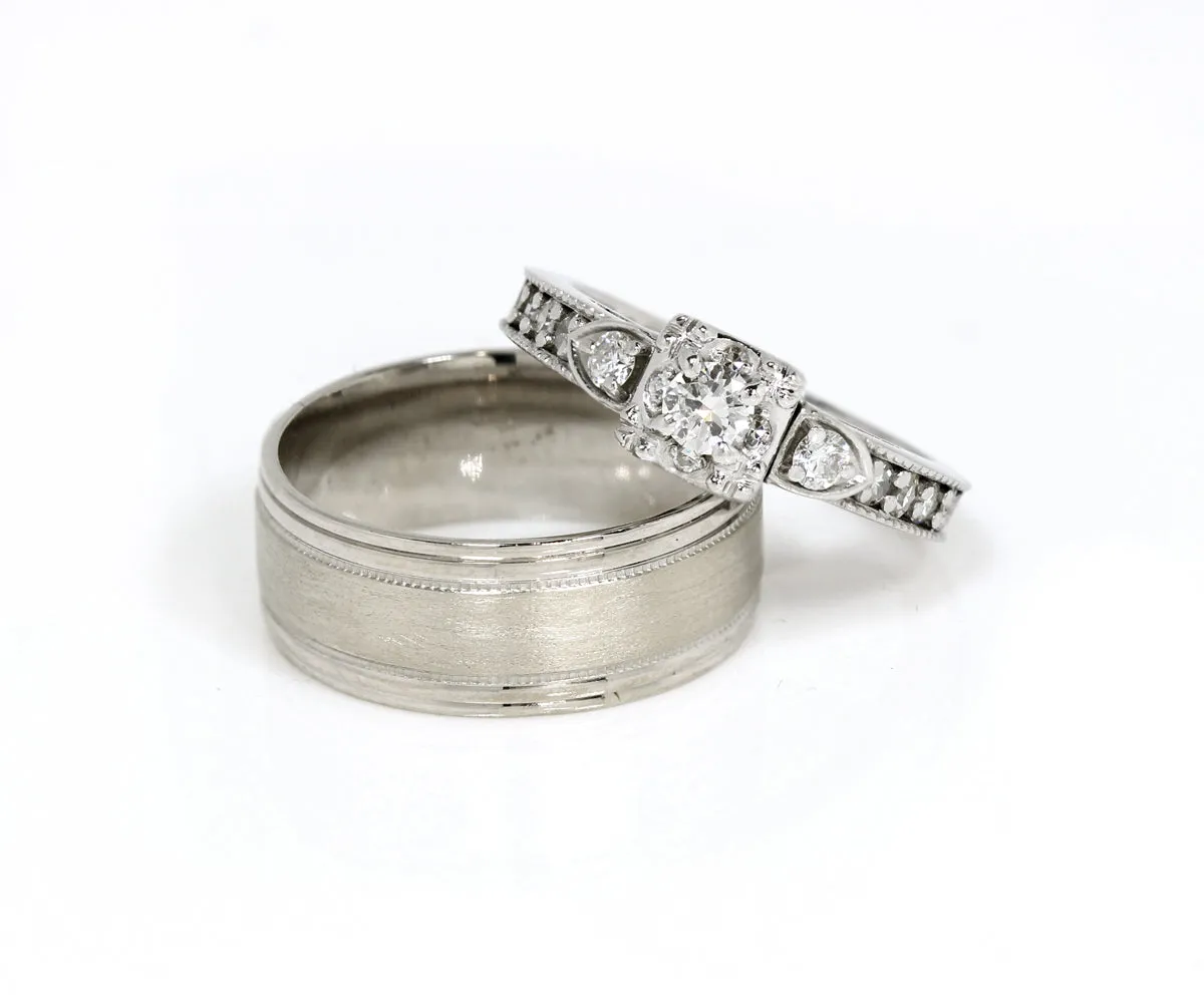 Custom Vintage Square Halo Engagement Ring